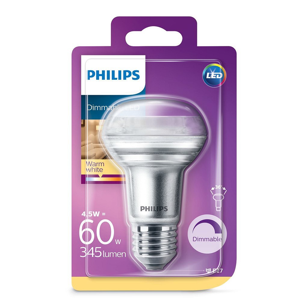 Darts kruising Vrijwillig Philips Dimbare LED Reflectorlamp 4,5W-60W E27 Warmwit - Euro Winkel